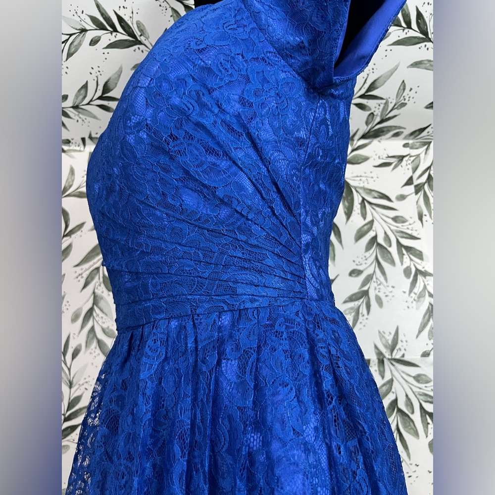 Beautiful Cocktail Lace Mother of The Bride Dress Vintage Style Blue Formal #B - Picture 7 of 14